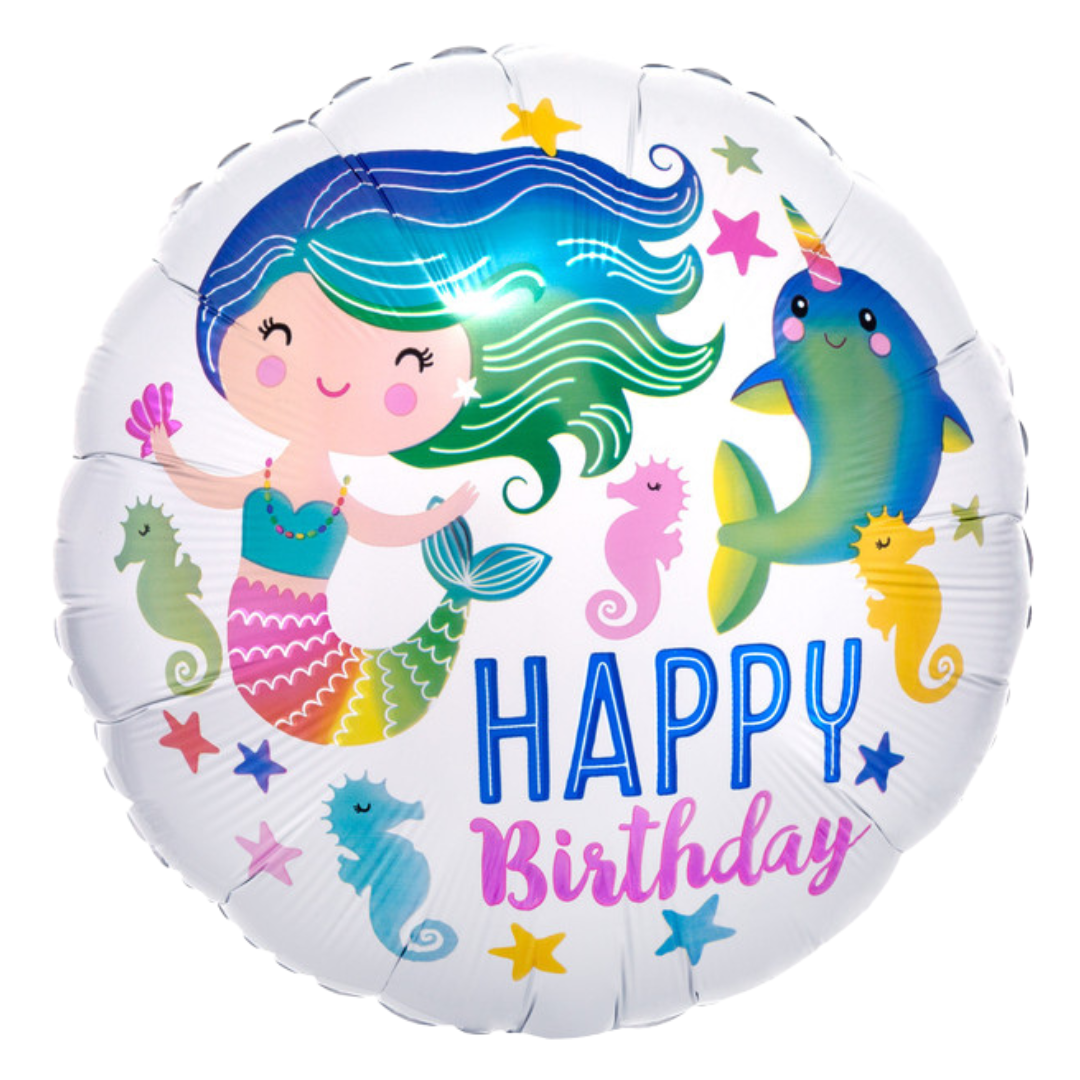 18"A Happy Birthday Mermaid Colorful