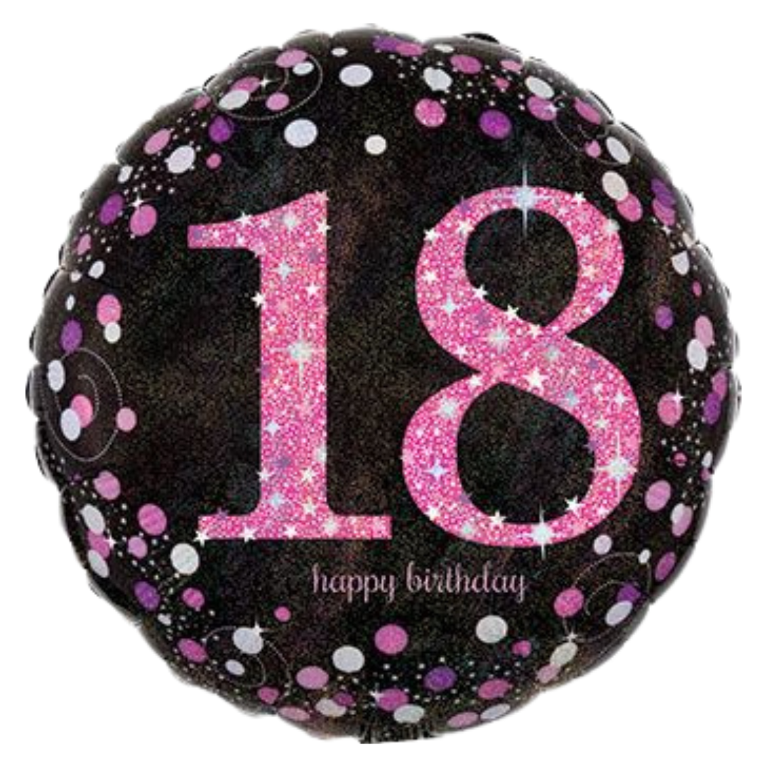 18" Happy Birthday 18 Pink Celebration Holo