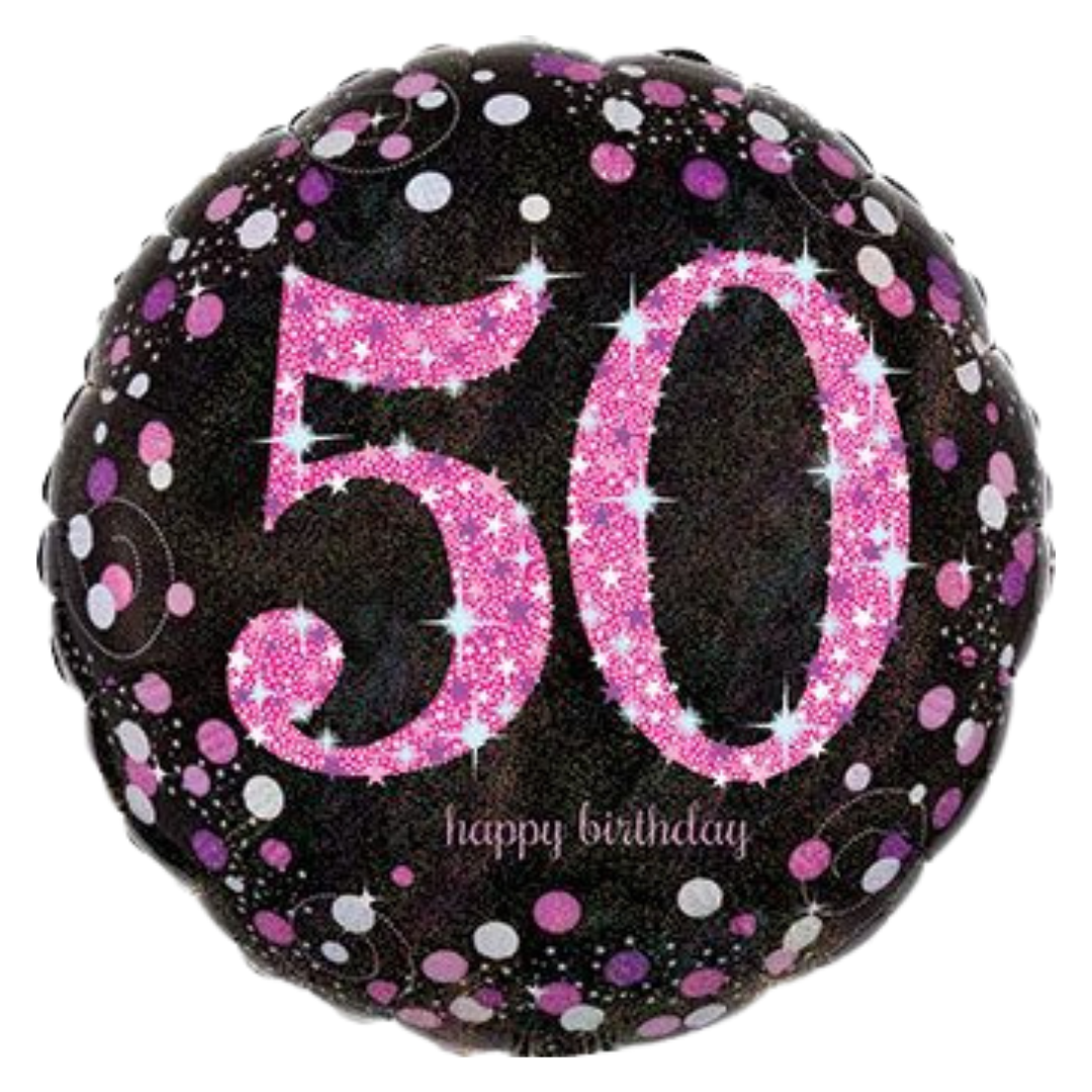 18" Happy Birthday 50 Pink Celebration Holo