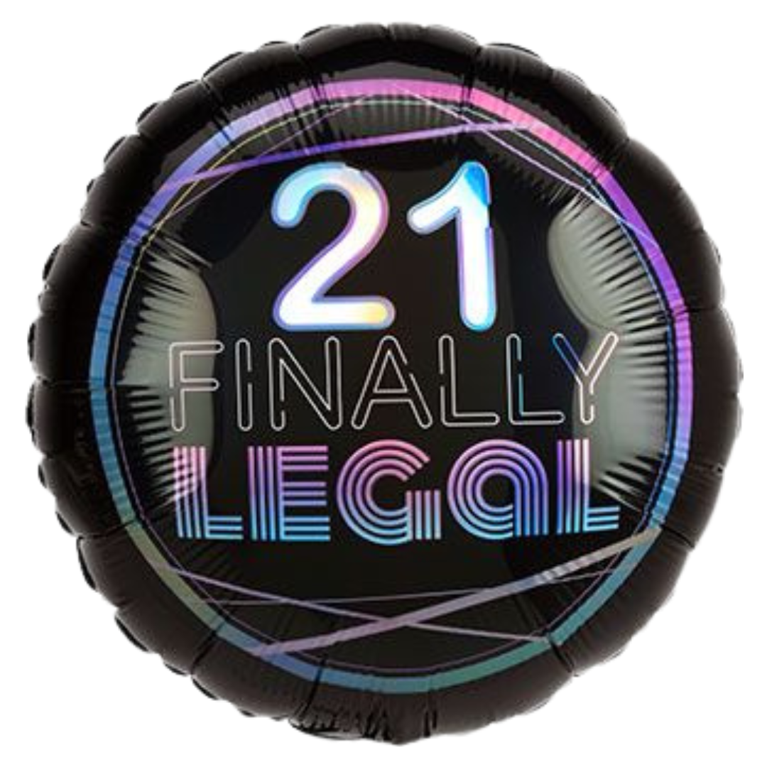 18" Happy Birthday Finally 21 Legal Holo
