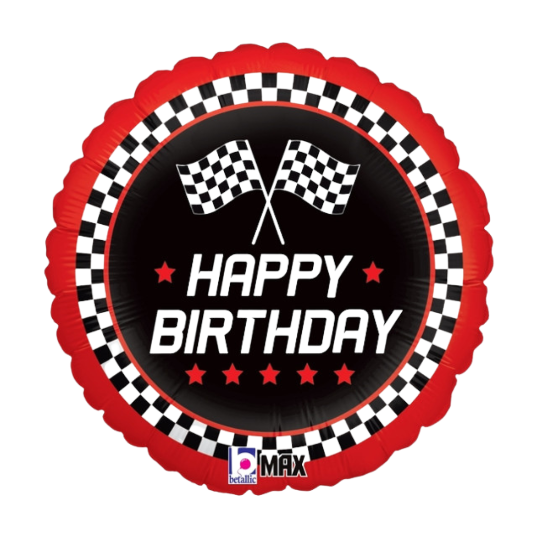 18"S Happy Birthday Checkered Flag