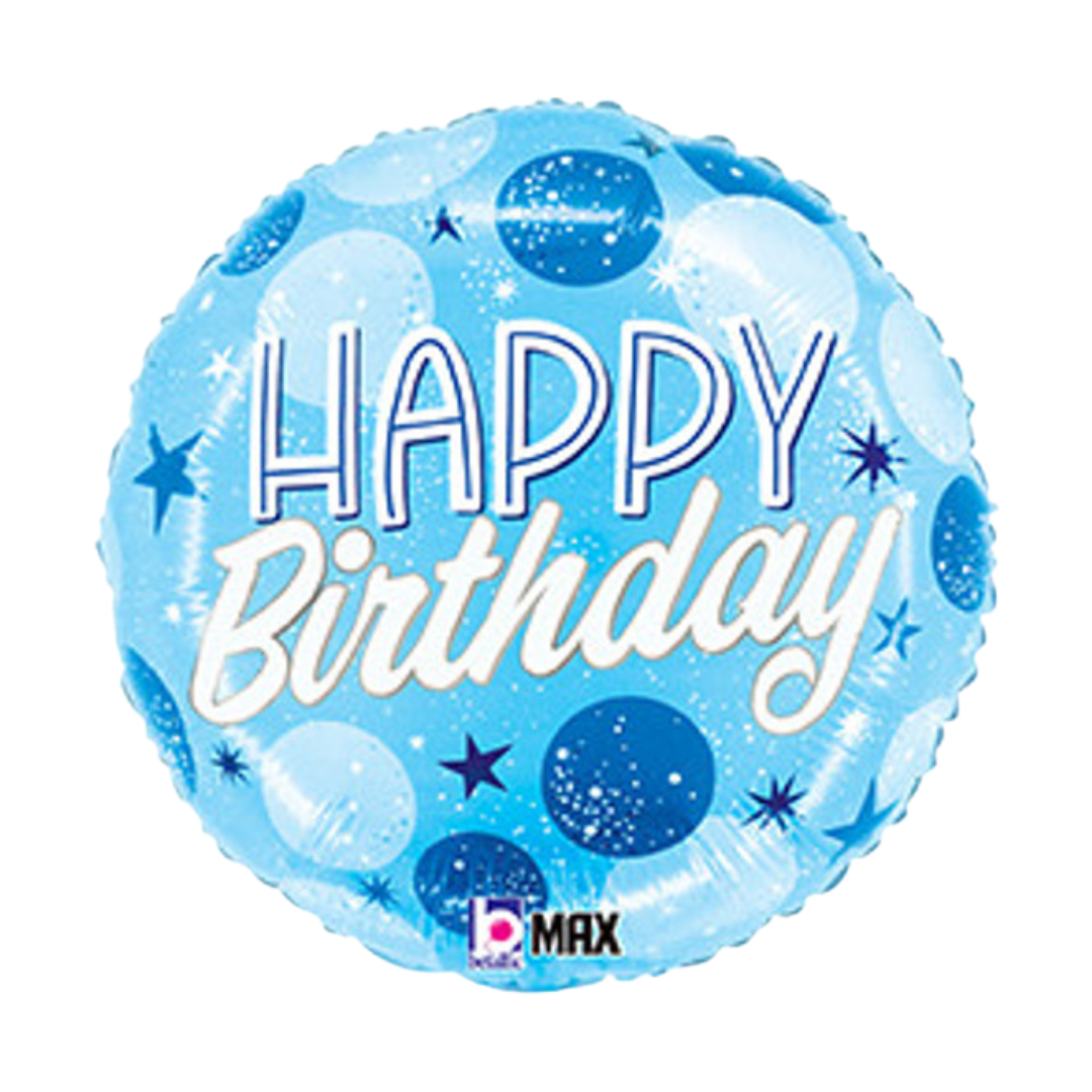 18"S Happy Birthday Sparkle Blue Dots