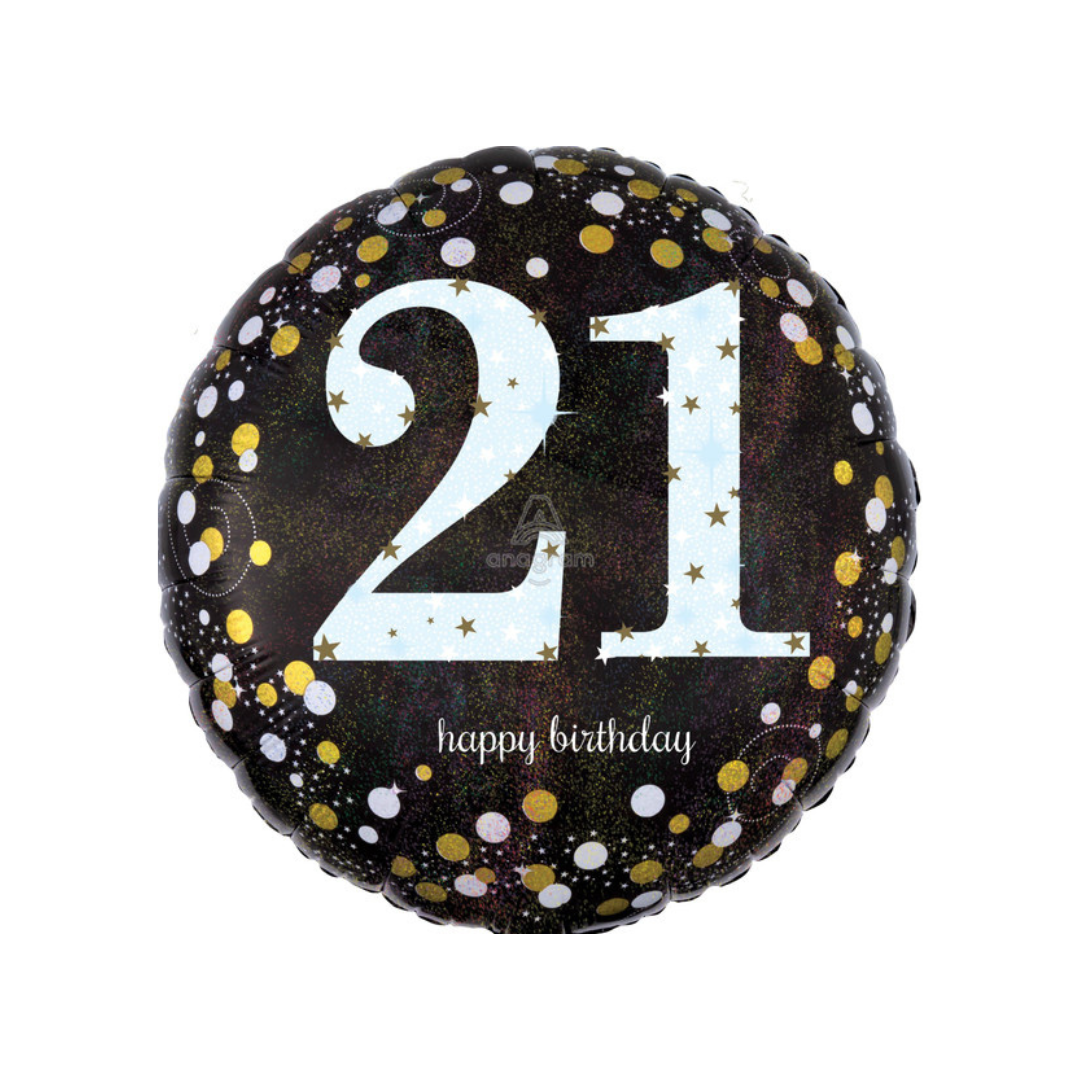 18" Happy Birthday Sparkling 21st Holographic