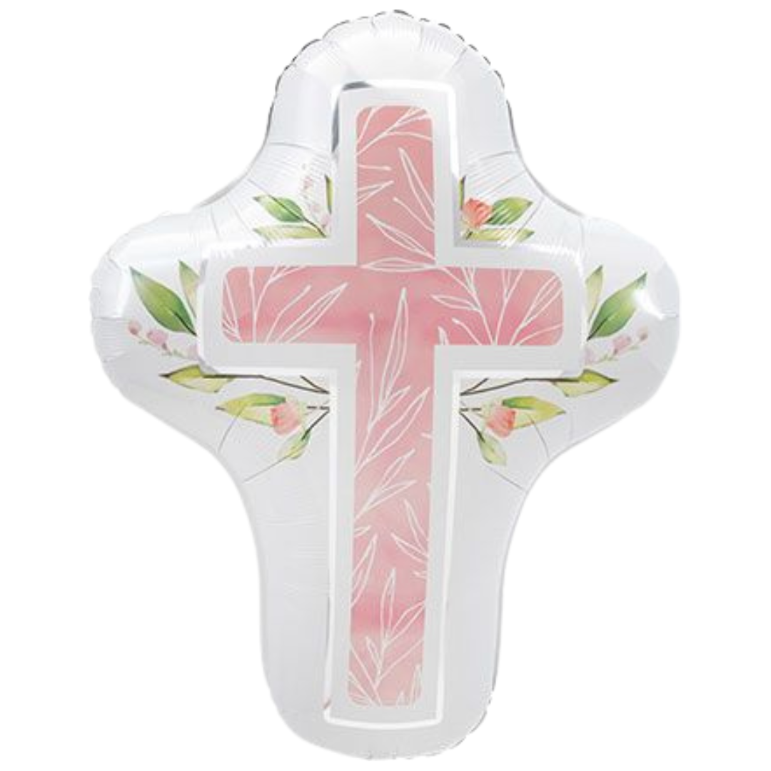 28" Lrg Shp First Communion Cross Pink