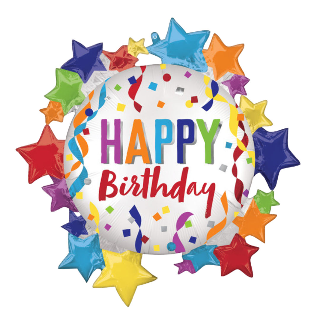 30"A Happy Birthday Satin Happy Birthday Stars