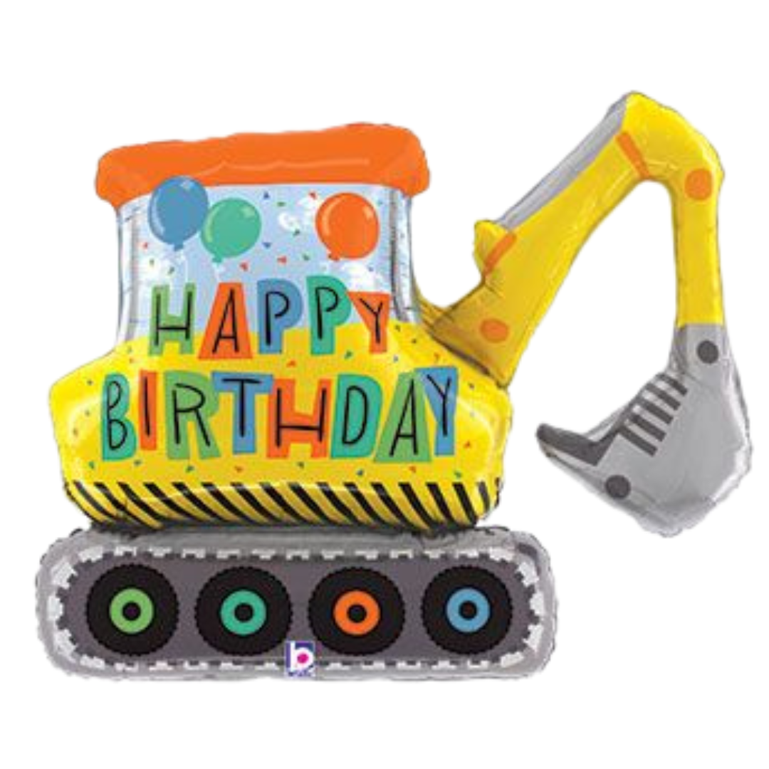 31" Lrg Shp Happy Birthday Construction Exavator