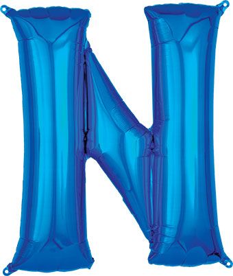 LRG SHP LETTER N BLUE ANAGRAM 34"