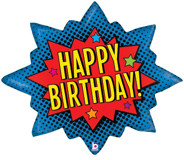 29"S Happy Birthday Super Hero Burst