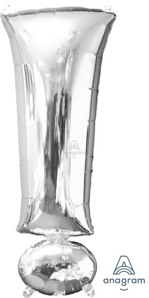 36"A Silver ! Exclamation Point Symbol