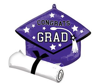 LRG SHP CONGRATS GRAD TRUE TO YOUR SCHOOL PURPLE 25"