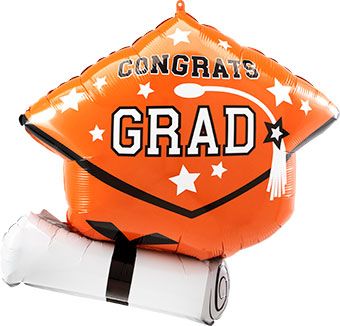LRG SHP CONGRATS GRAD TRUE TO YOUR SCHOOL ORANGE 25"