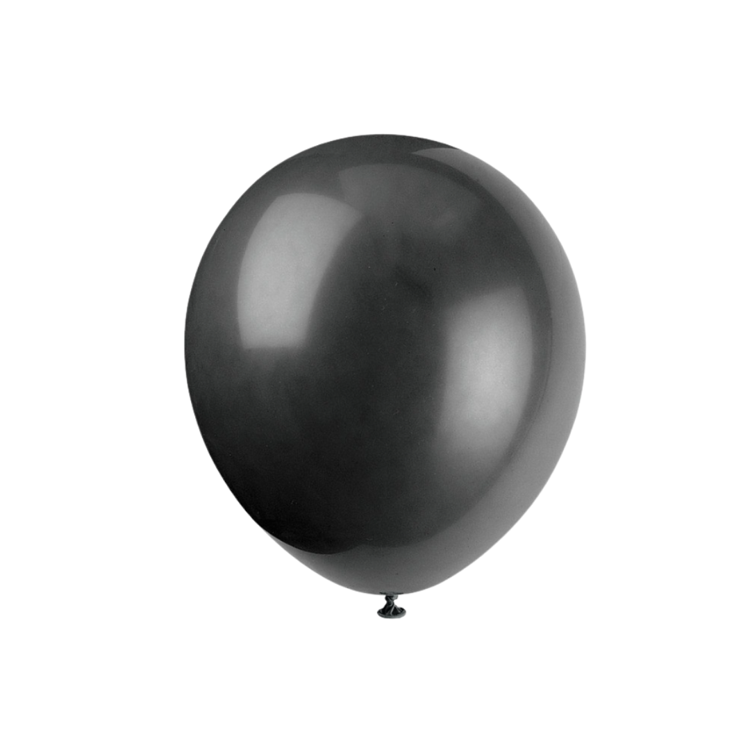 12' Latex Balloons 10ct- Jet Black