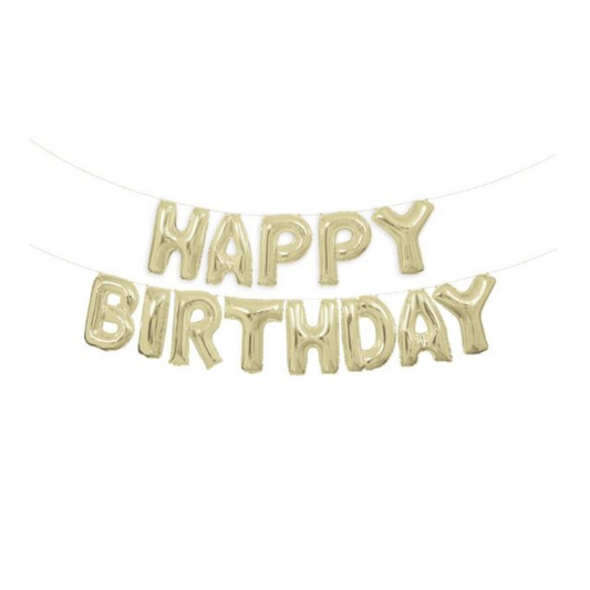 Gold Happy Birthday Foil Letter Balloon Banner Kit 14"