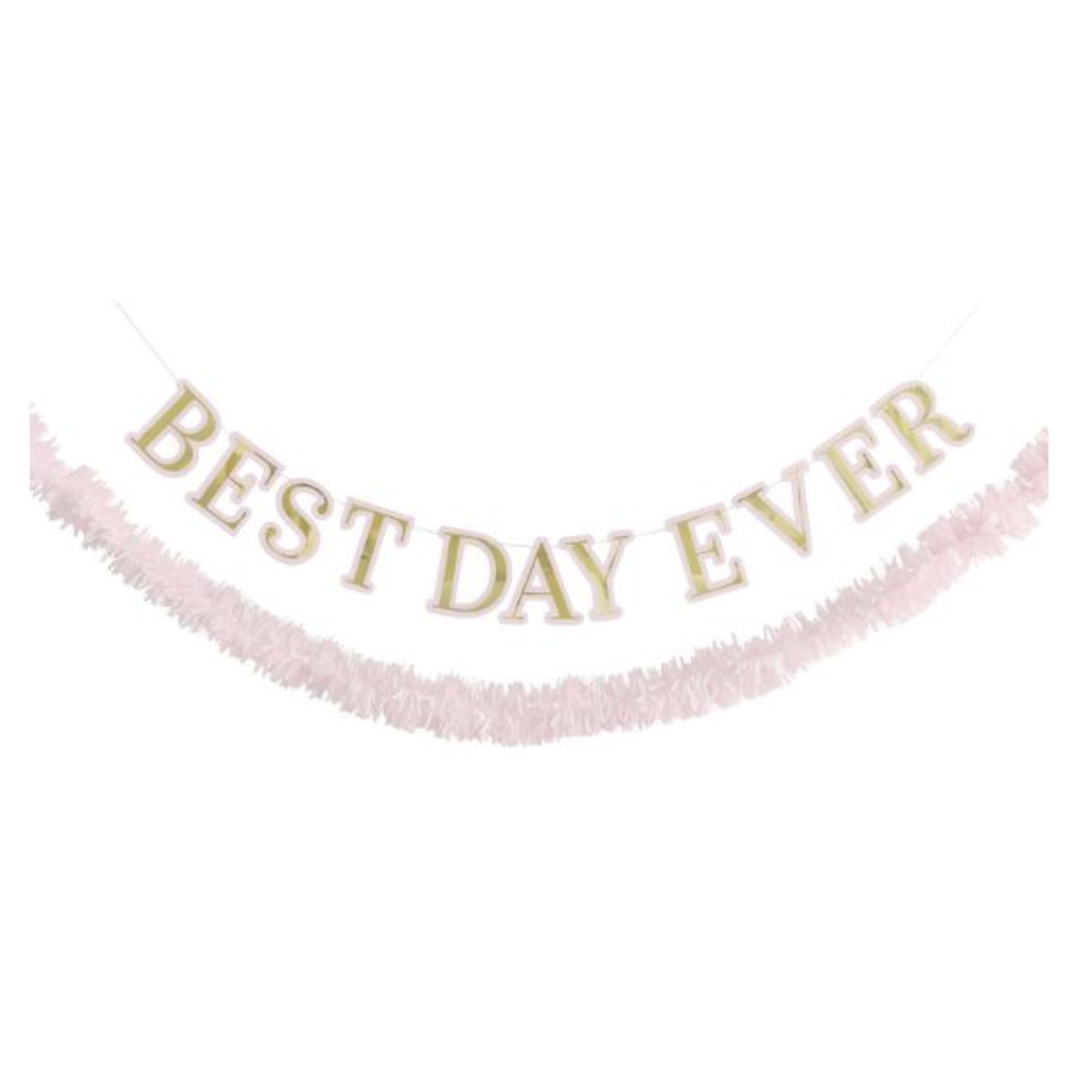 Gold Foil "Best Day Ever" Fringe Garland & Banner Kit 6 ft