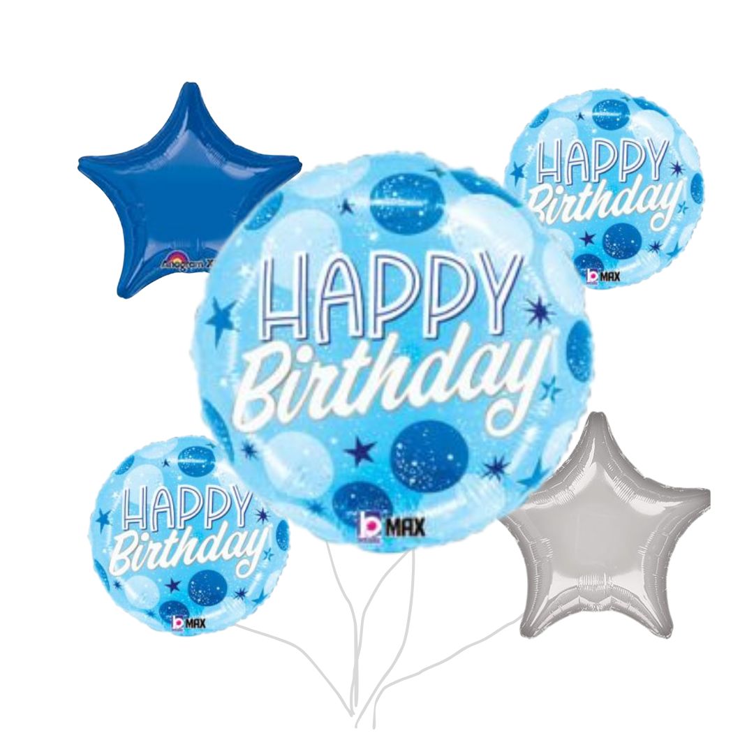 Blue Sparkle Dots Birthday Bouquet
