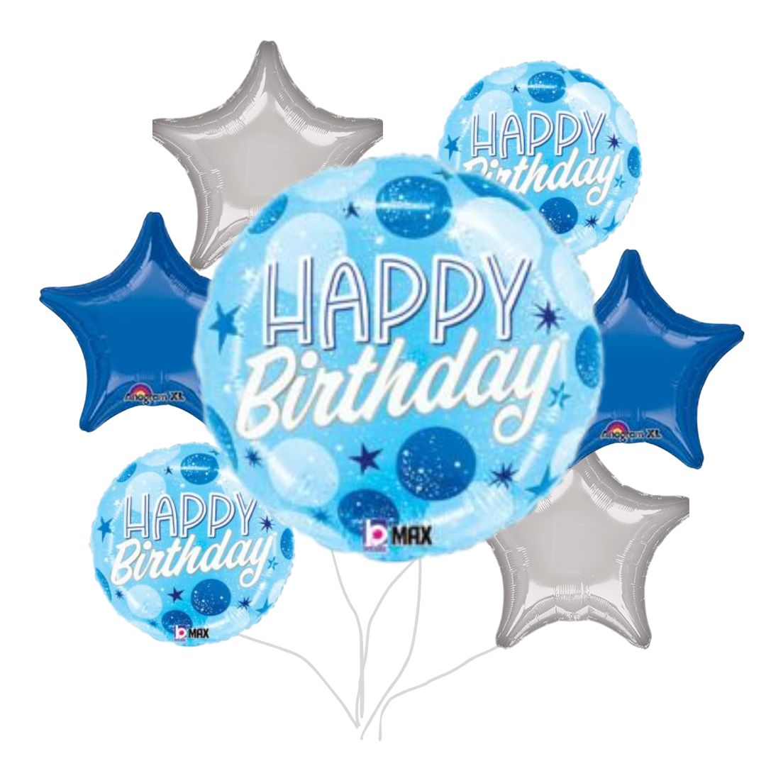 Blue Sparkle Dots Birthday Bouquet