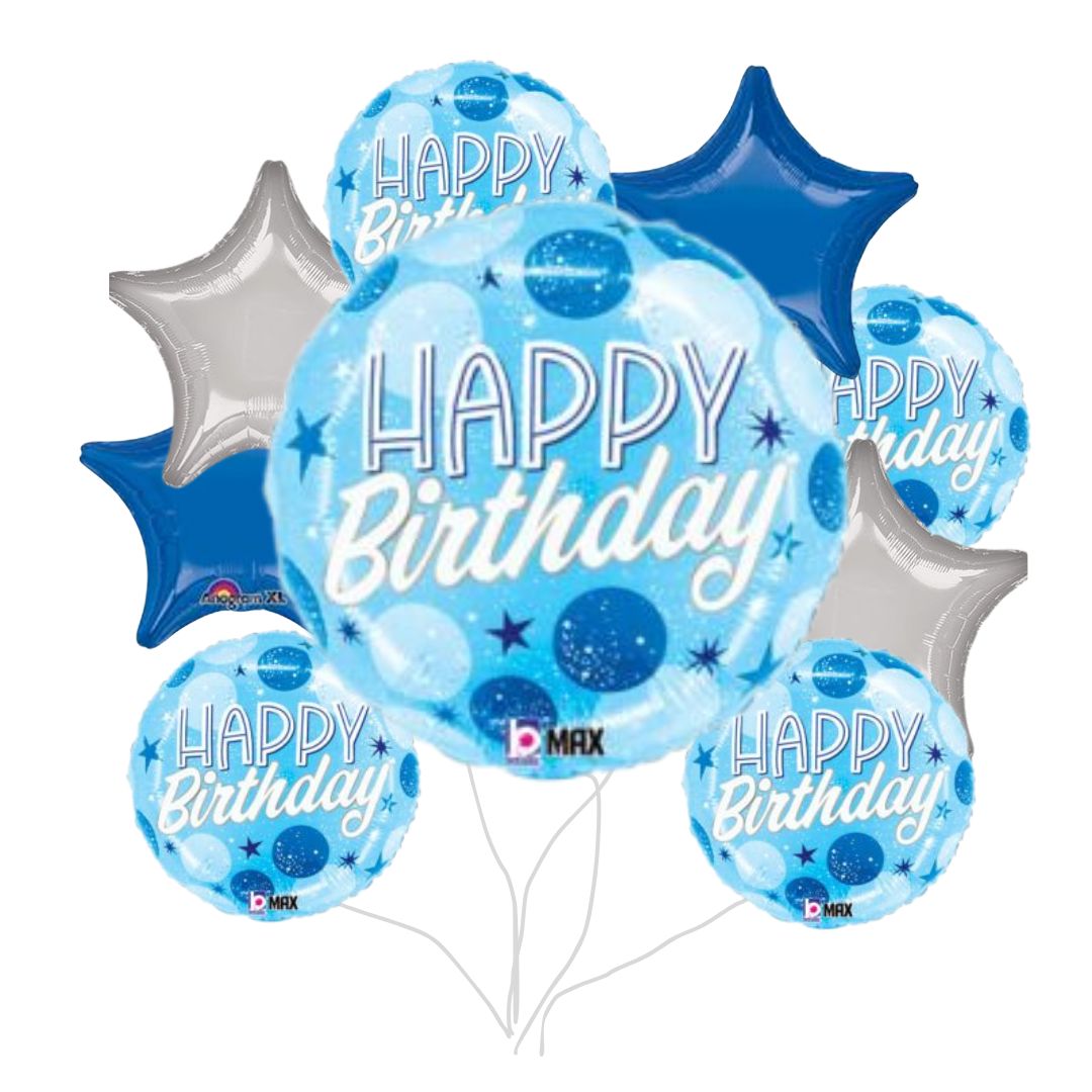 Blue Sparkle Dots Birthday Bouquet