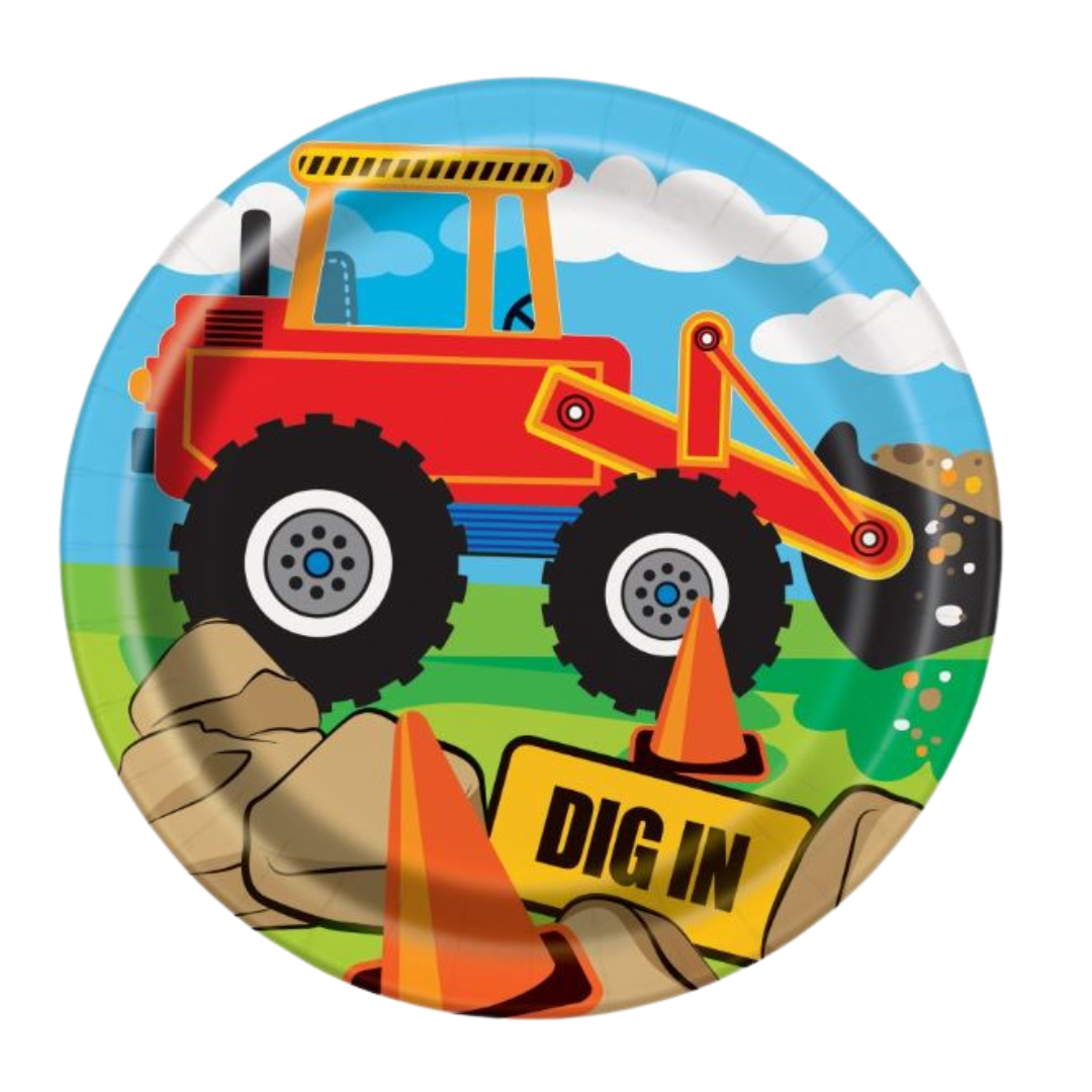 Construction Party Round 7" Dessert Plates 8ct