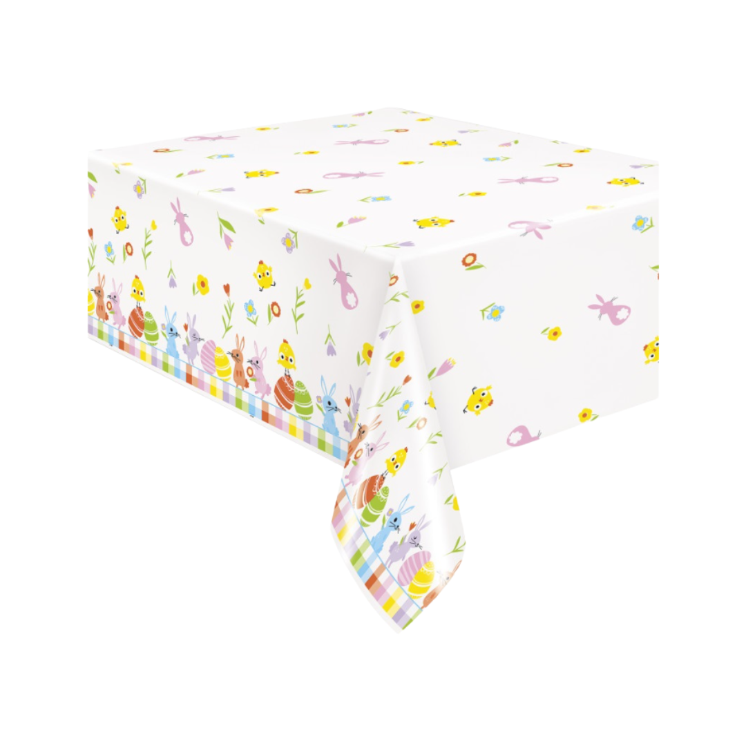 Colorful Gingham Easter Rectangular Plastic Table Cover 54" x 84"