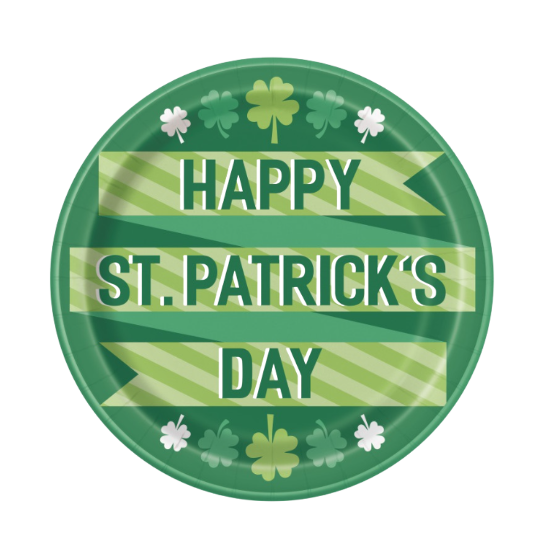 Lucky Clover St Patrick's Day Round 9" Dinner Plates 8ct