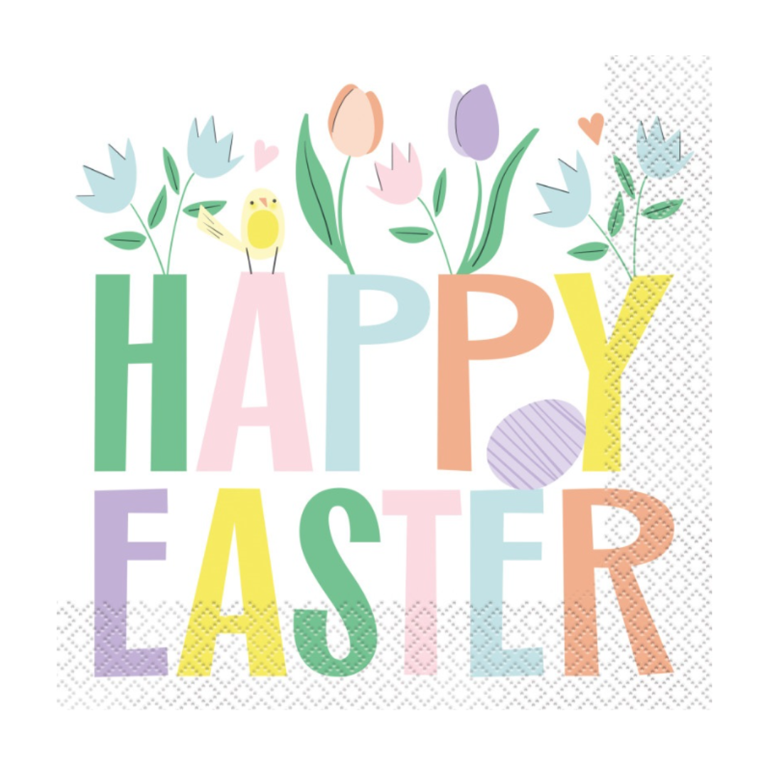 Pretty Easter "Happy Easter" Luncheon Napkins 16ct