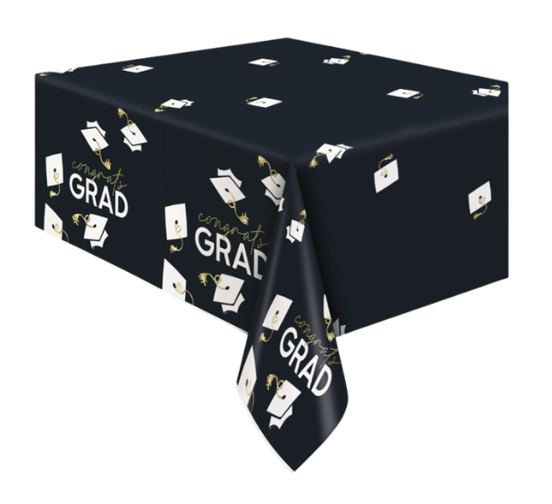 Party Grad "Congrats Grad" Rectangular Foil Table Cover 54" x 84"