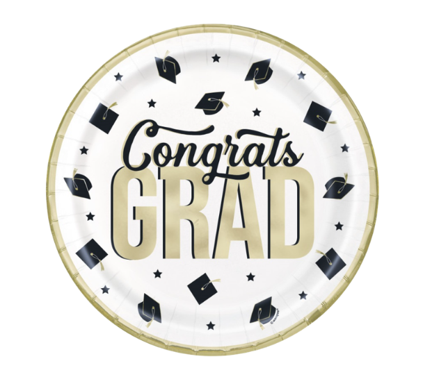 Classy Graduation "Congrats Grad" Round 9" Dinner Plates 8ct