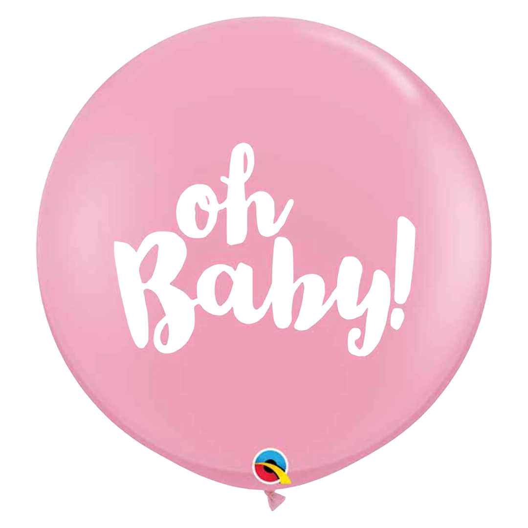 Pink Oh Baby! 3ft Latex Balloon