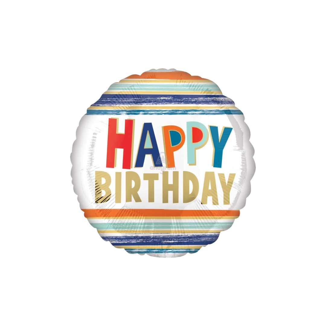 18" Happy Birthday Letters and Stripes