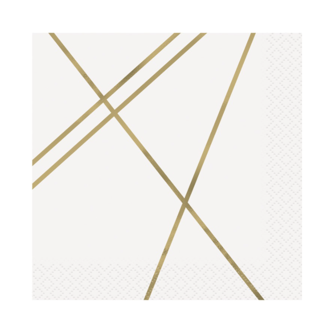 Modern Gold & Purple Beverage Napkins 16ct - Foil Stamping