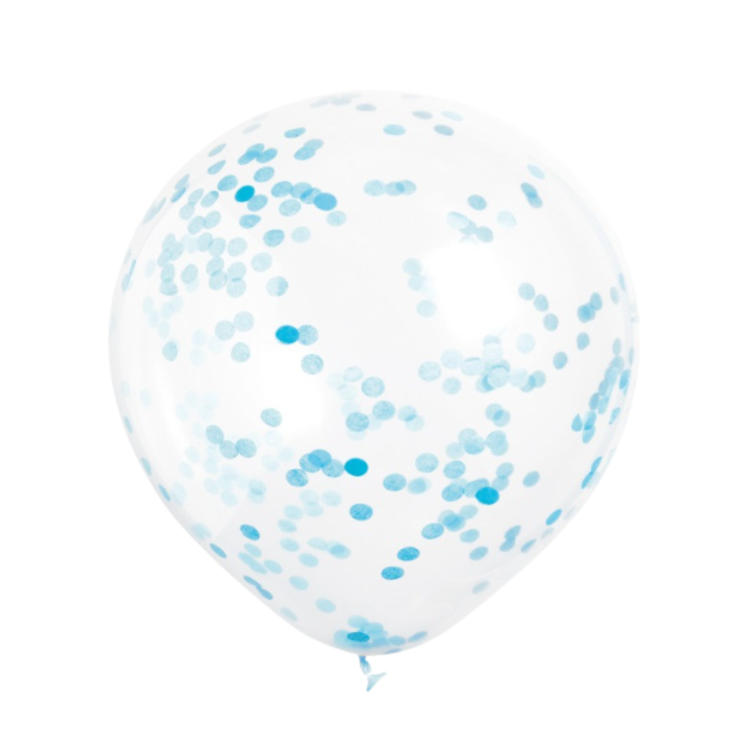 Clear Latex Balloons with Powder Blue Confetti 12" 6ct