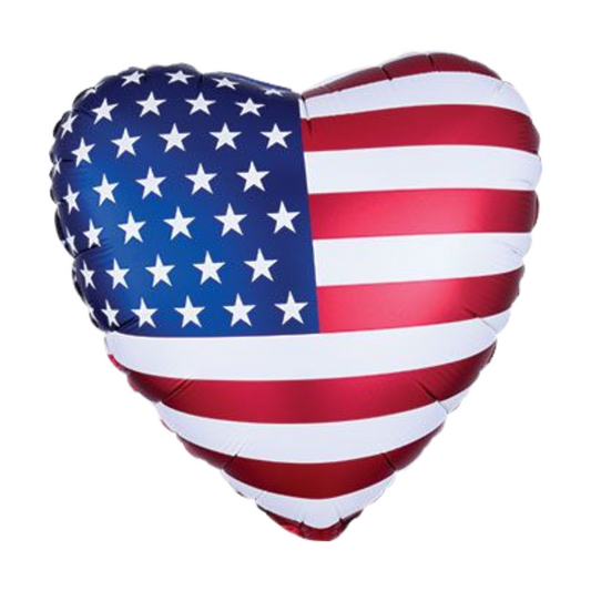 18" Flag Heart Satin