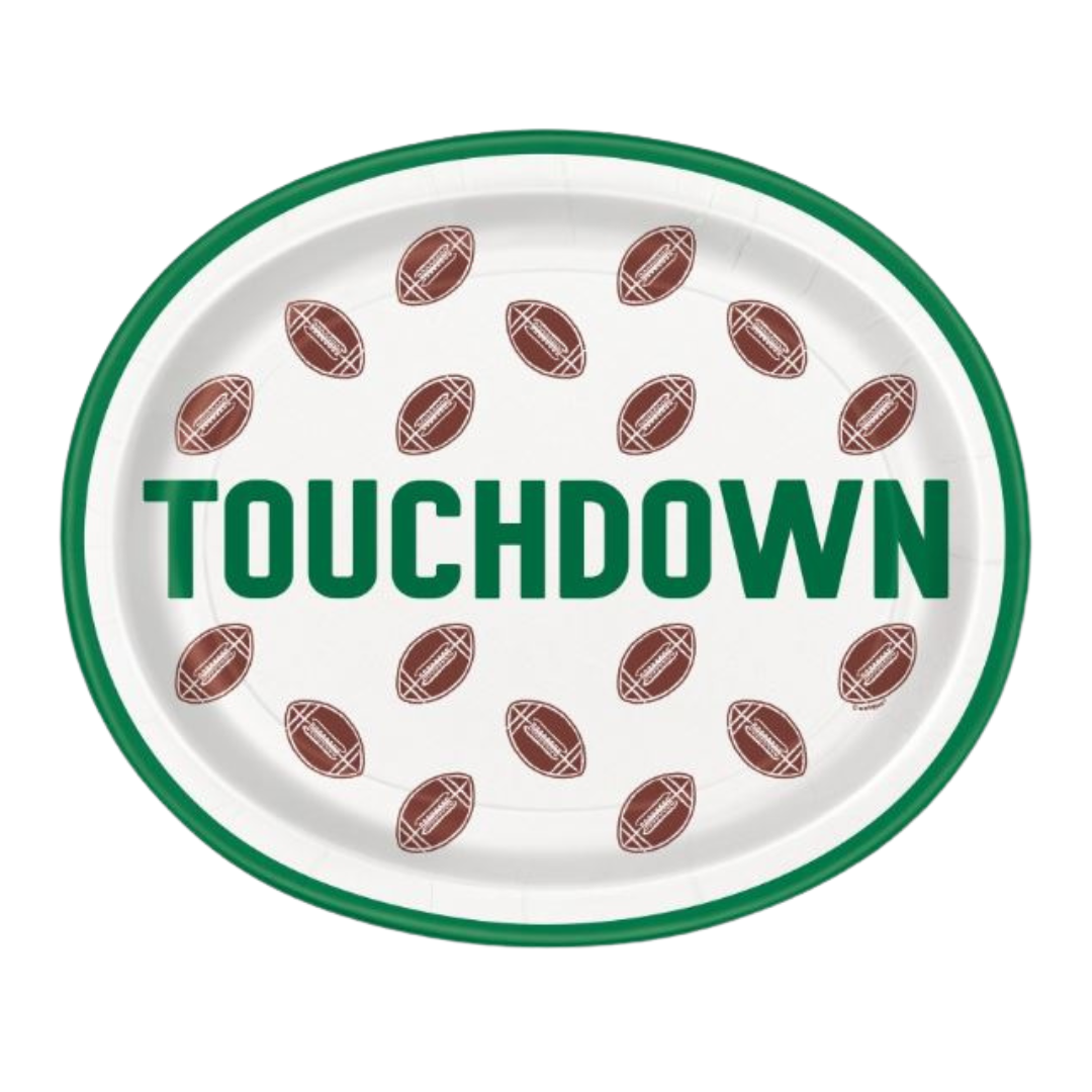 Football Toss "Touchdown" Oval 12" Plates 8ct
