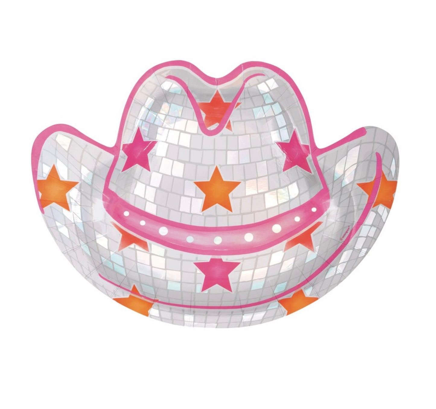 Disco Country Hat-Shaped 10" Dinner Plates 8ct - Iridescent Foil Board