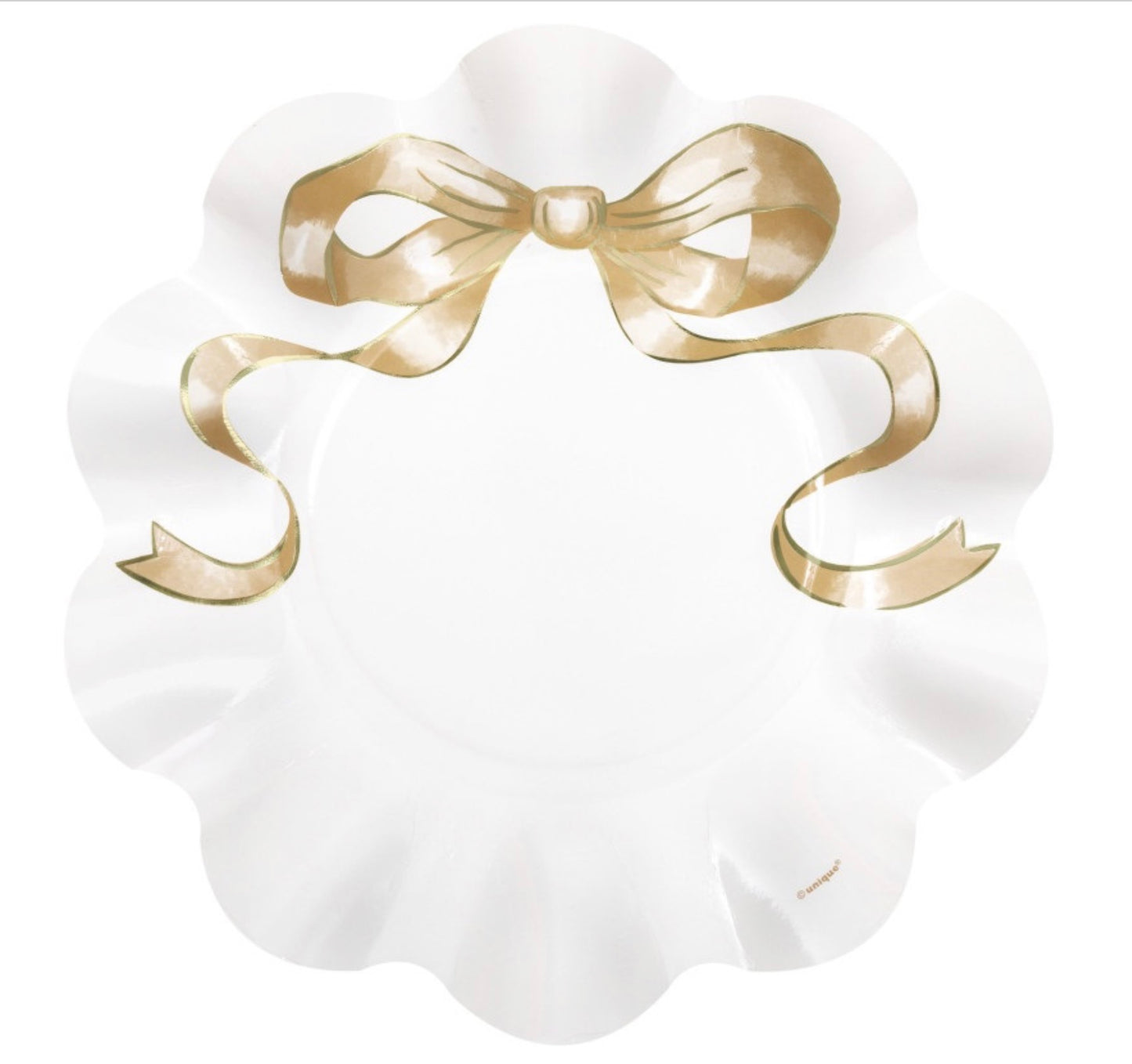 Gold Celebration Ruffle Edged 8.25" Dessert Plates 8ct - Foil Stamping