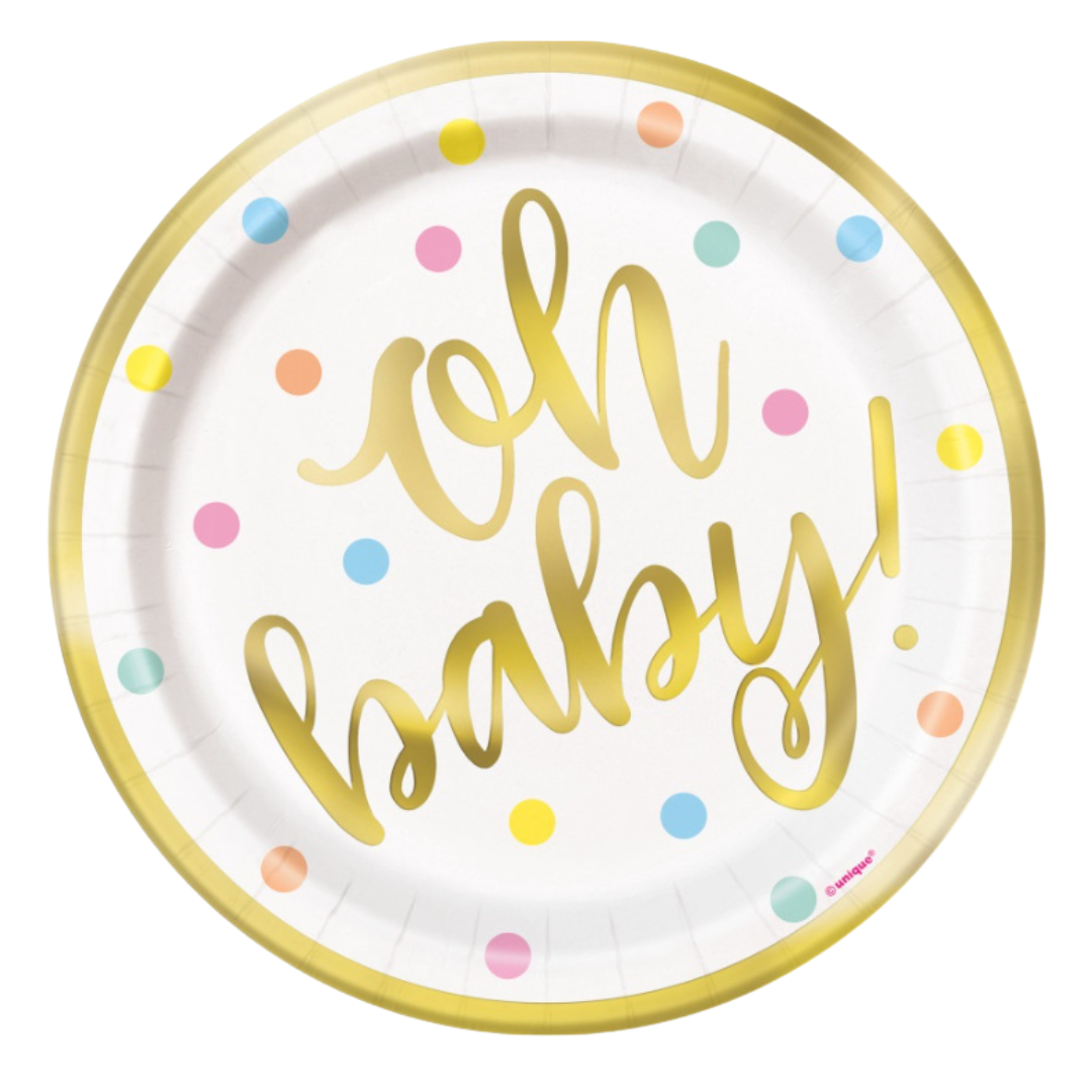Gold Baby Shower 9" Plates