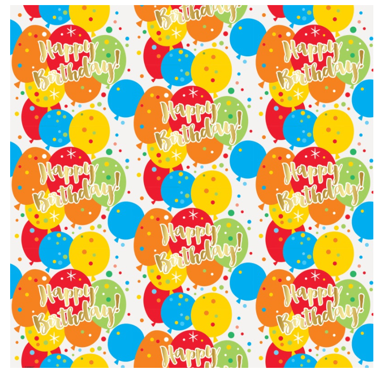 Glitzy Gold Birthday Gift Wrap 30'x5ft