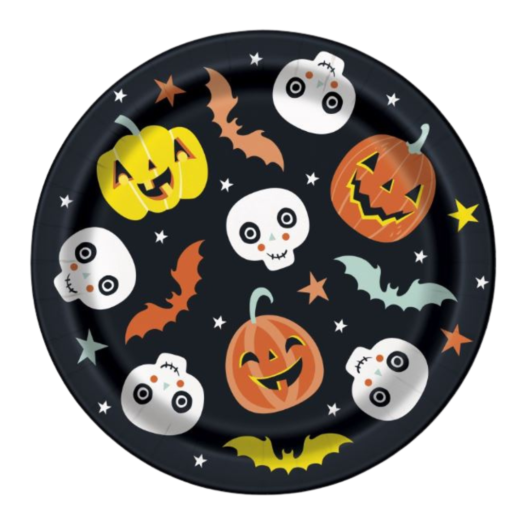 Pastel Pumpkin Halloween Round 7" Dessert Plates 8ct