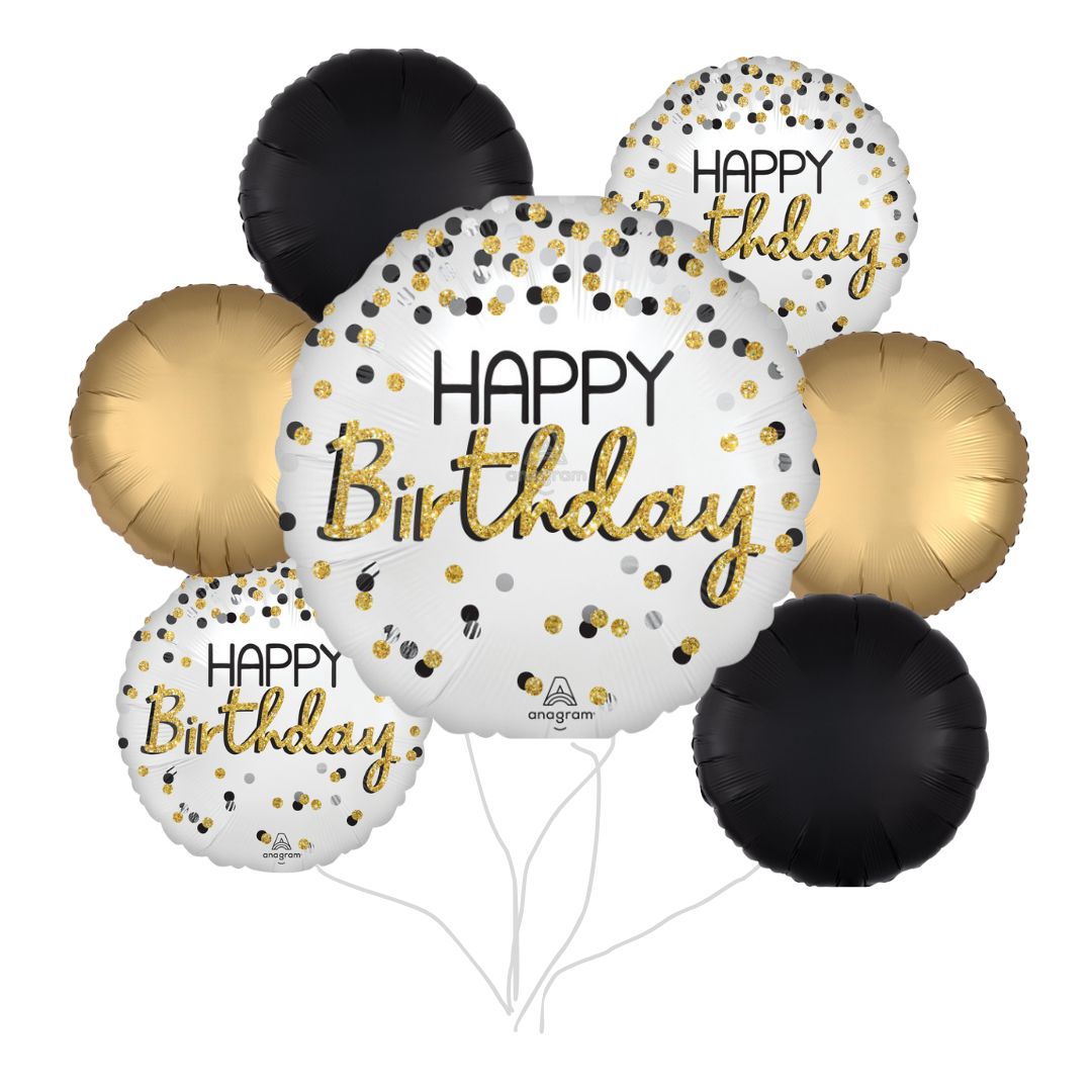 Satin Black Gold Silver Birthday Bouquet