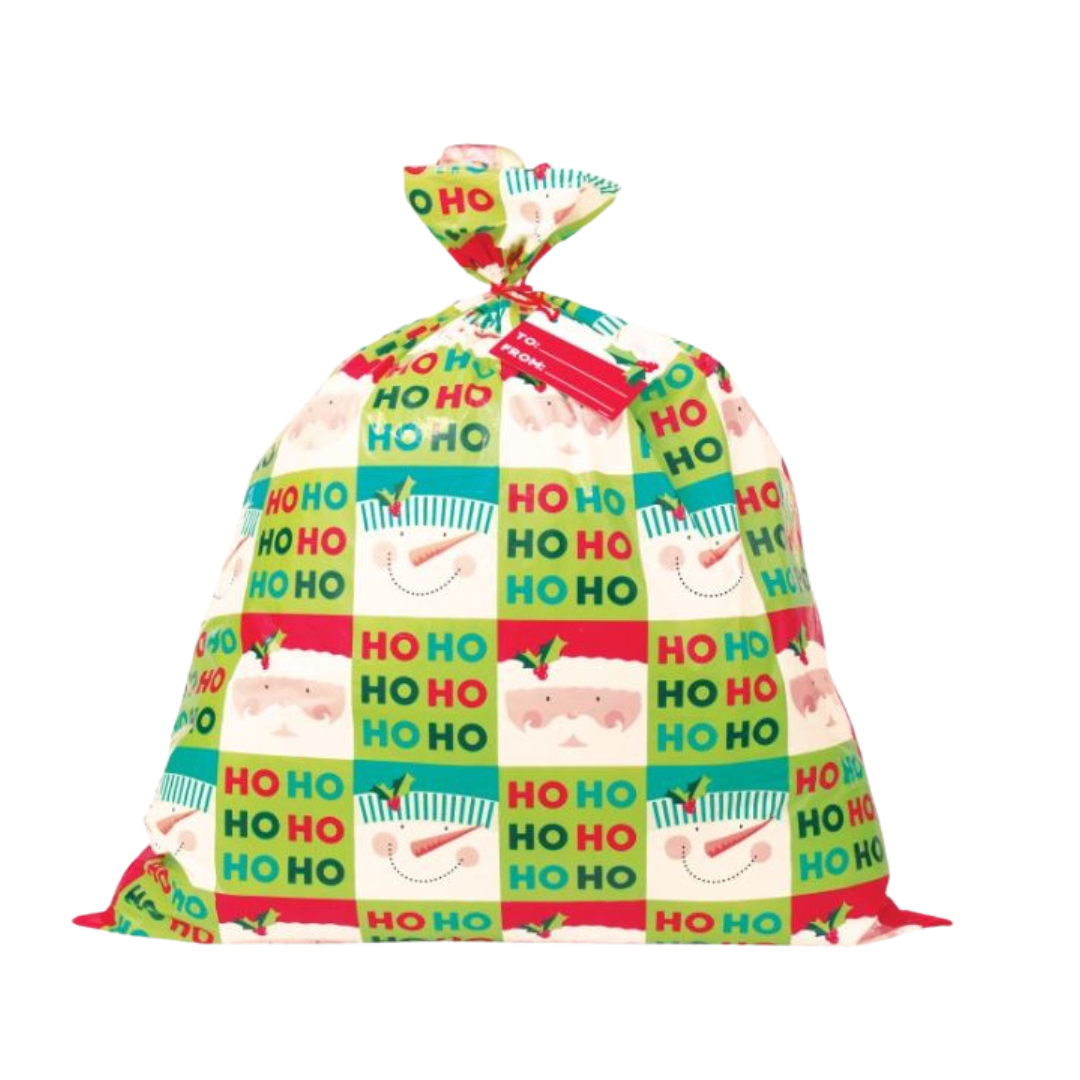 Holly Santa Jumbo Cellophane Gift Bag