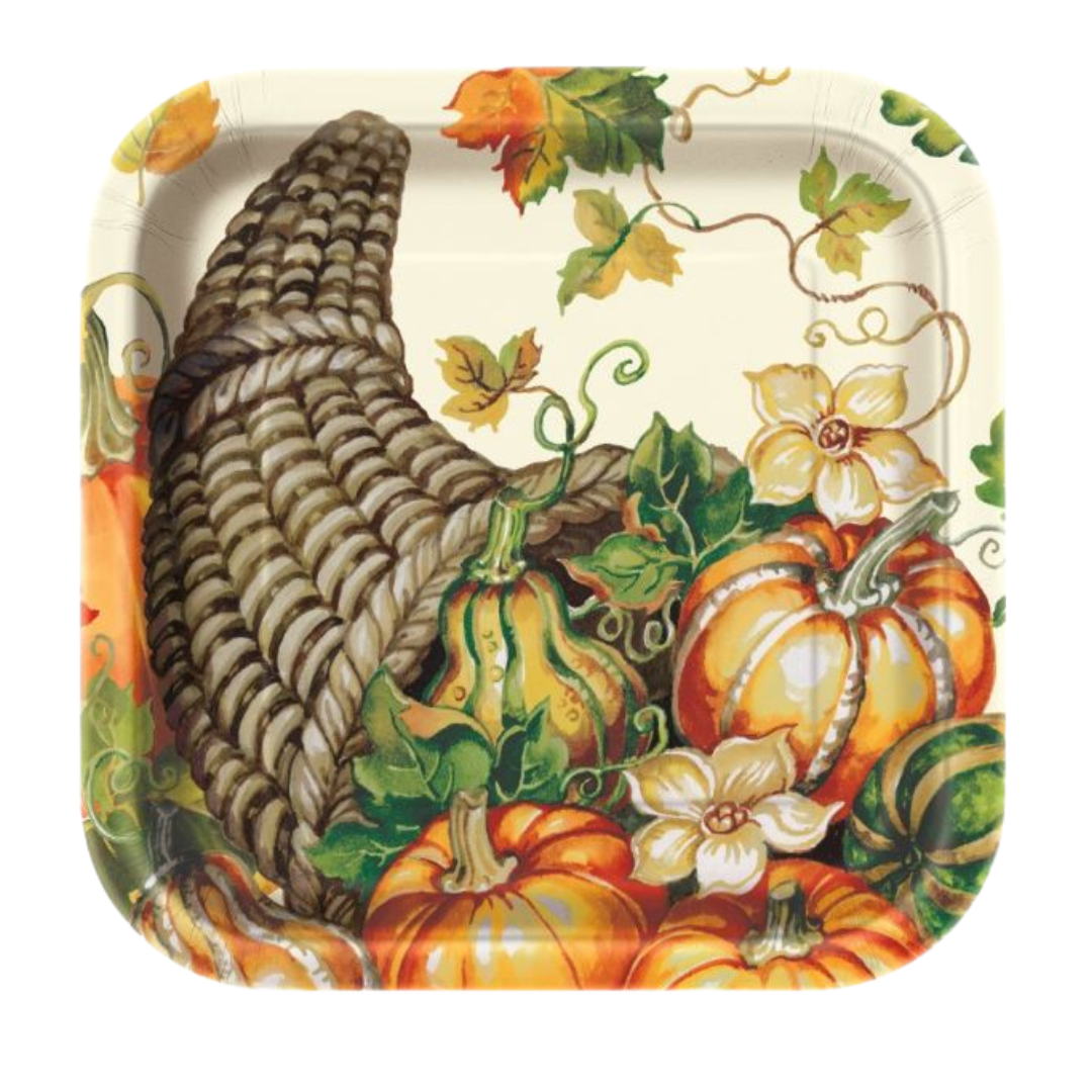 Harvest Pumpkins Square 9" Dinner Plates 8ct