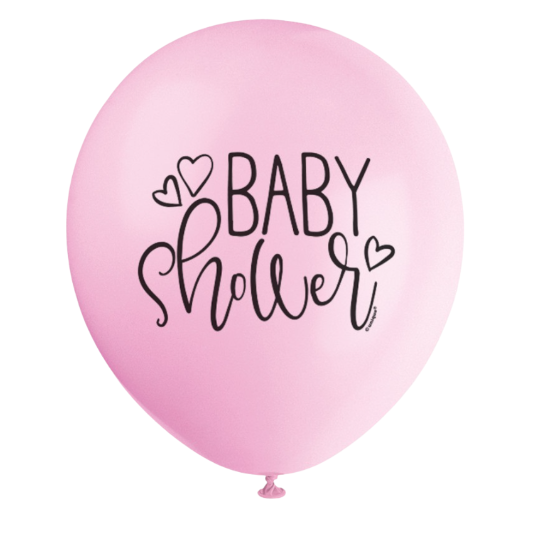 12" Pink Baby Shower Latex - 8ct