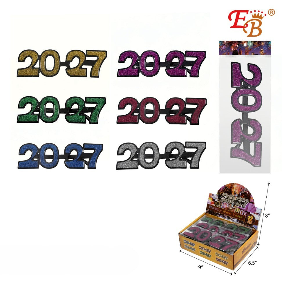 2027 NEW YEAR GLITTER GLASSES