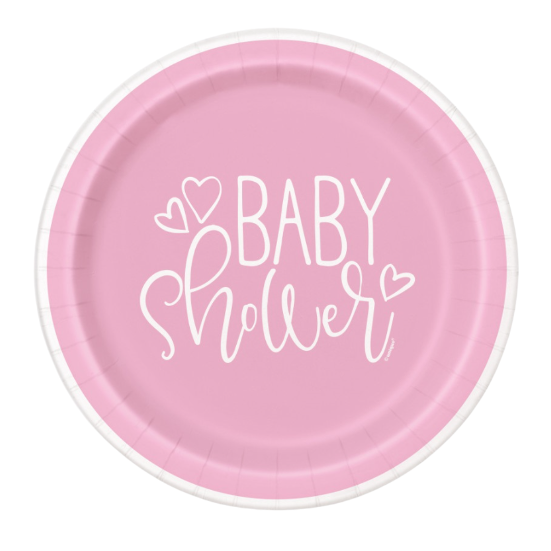 Pink Baby Shower 9" Plates 8Count