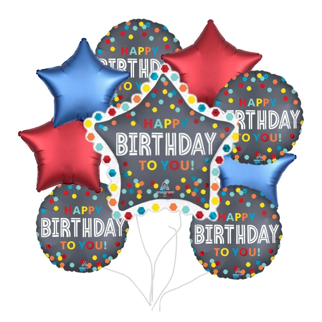 Satin Confetti Burst Birthday Bouquet