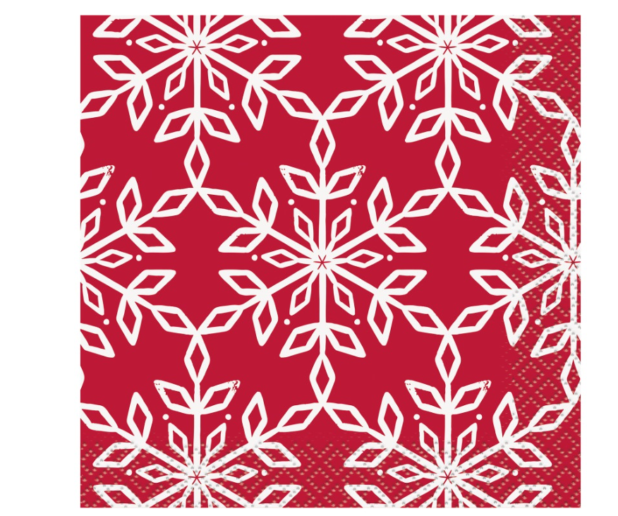 Merry Snowflakes Beverage Napkins 16ct