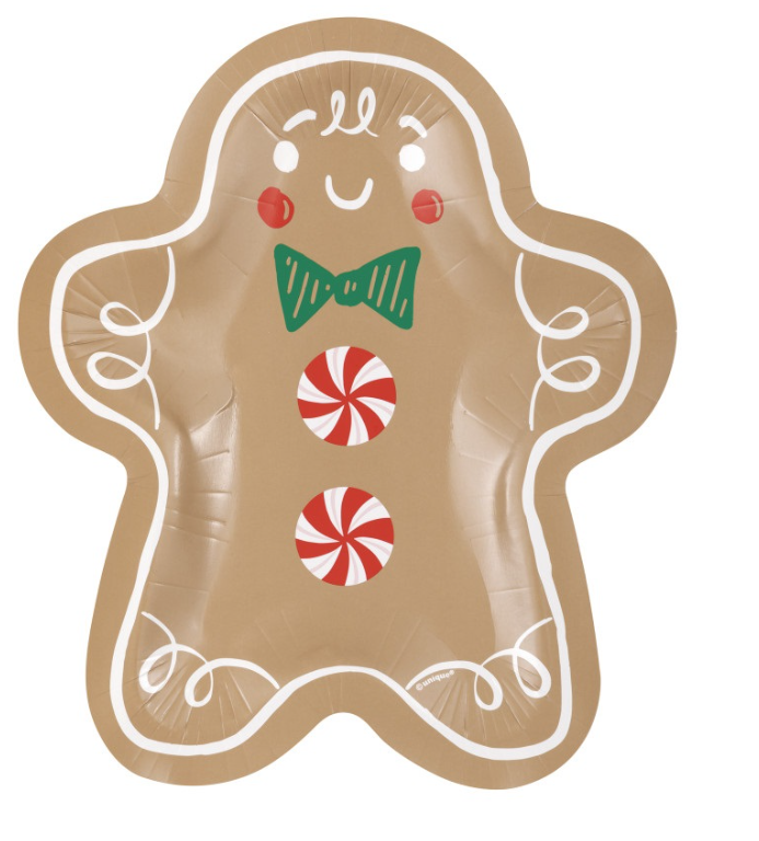 Gingerbread Christmas Gingerbread-Man-Shaped 8.25" Plates 8ct