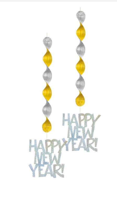 New Year's Stars Prism Hanging Decorations 30" 2ct