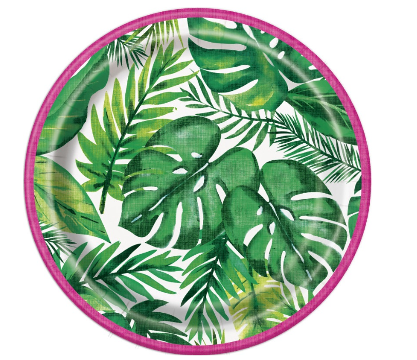 Palm Tropical Luau Round 7" Dessert Plates