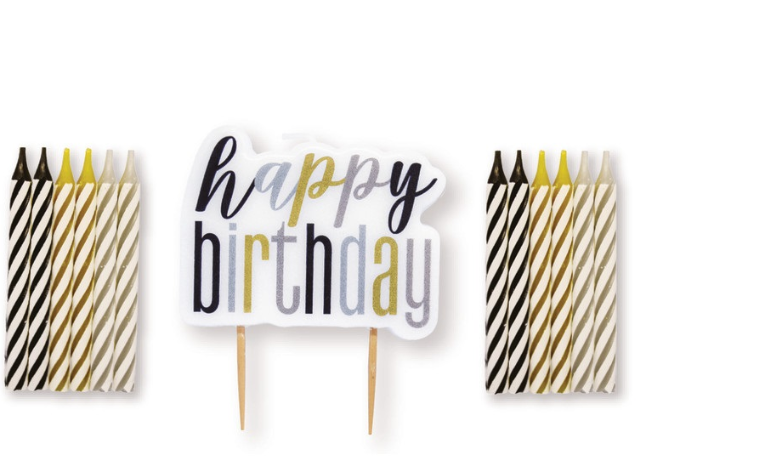 13 GLITZ Black Happy Birthday Pick Candles